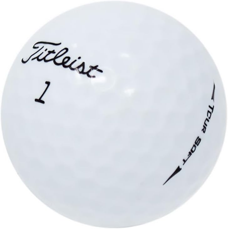 - 50 Titleist Tour Soft Golf Balls in Mint Condition, 2023 Year Model, Like New Quality, Recycled Used Golf Balls, White